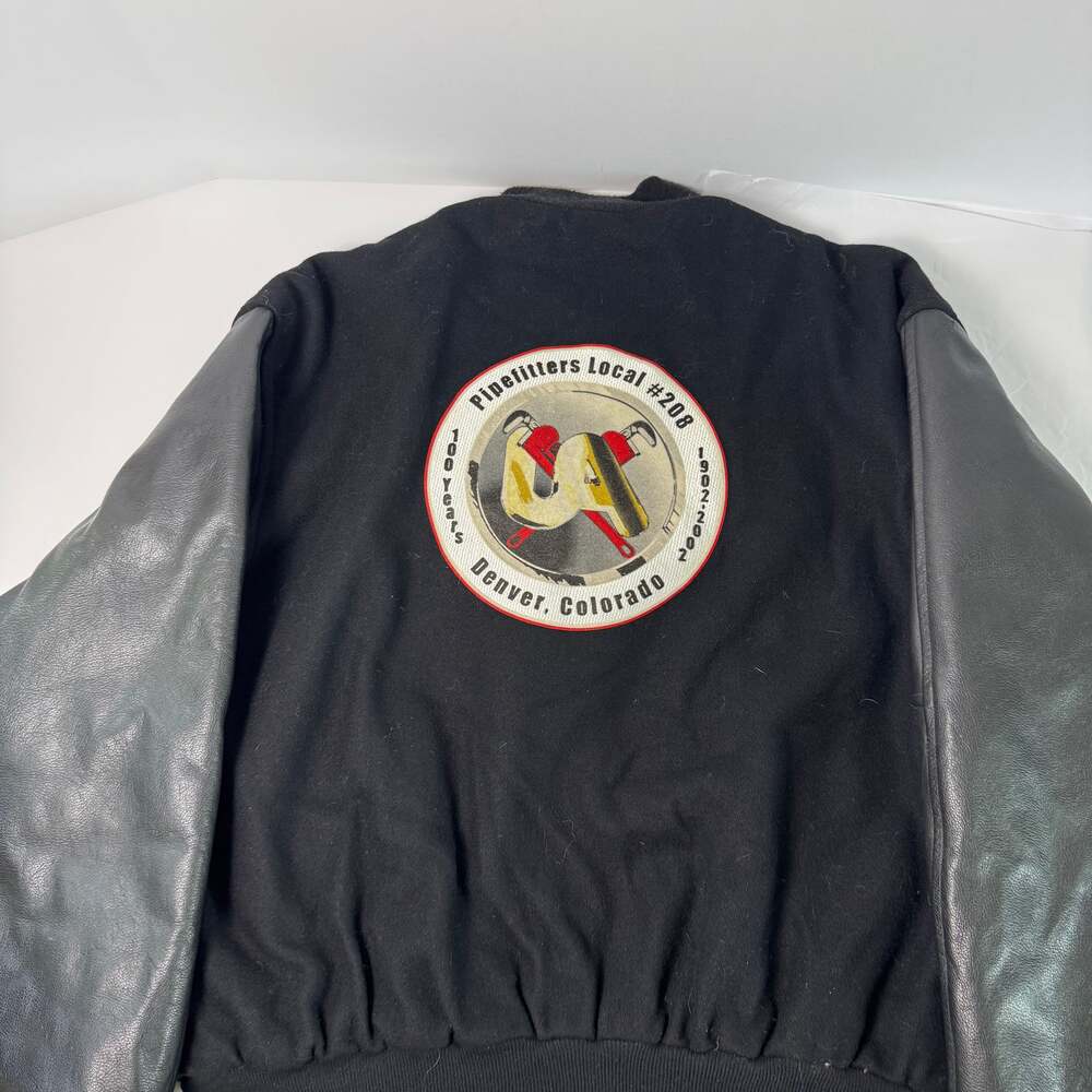 Vintage Pipefitters Local #208 Denver Varsity Jacket - Wool & Leather - Size L